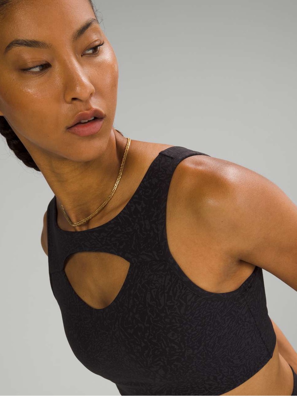 lululemon athletica Black Patterned /Lululemon Everlux Cut-Out Train Bra *Medium